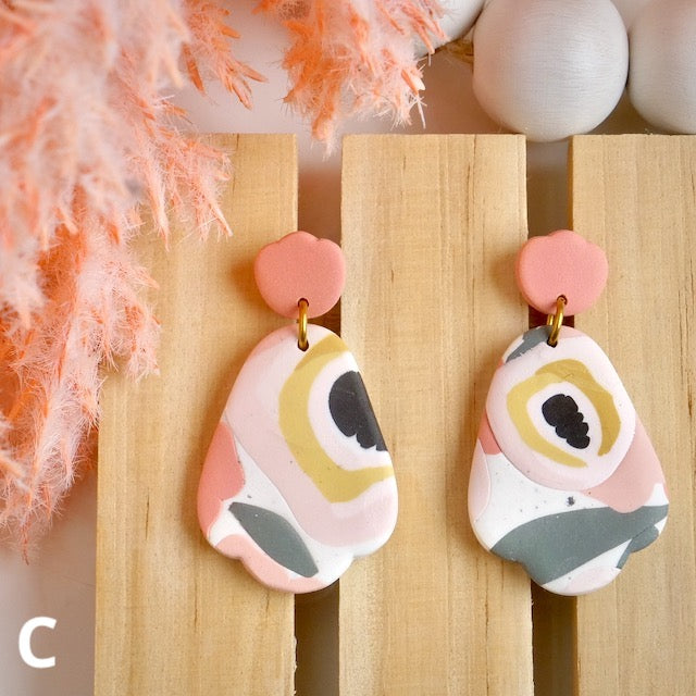 Fairmeadow Dangles in Peachy Pink Abstract