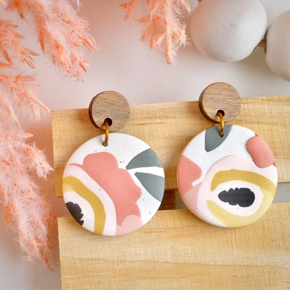 Carden Dangles in Peachy Pink Abstract