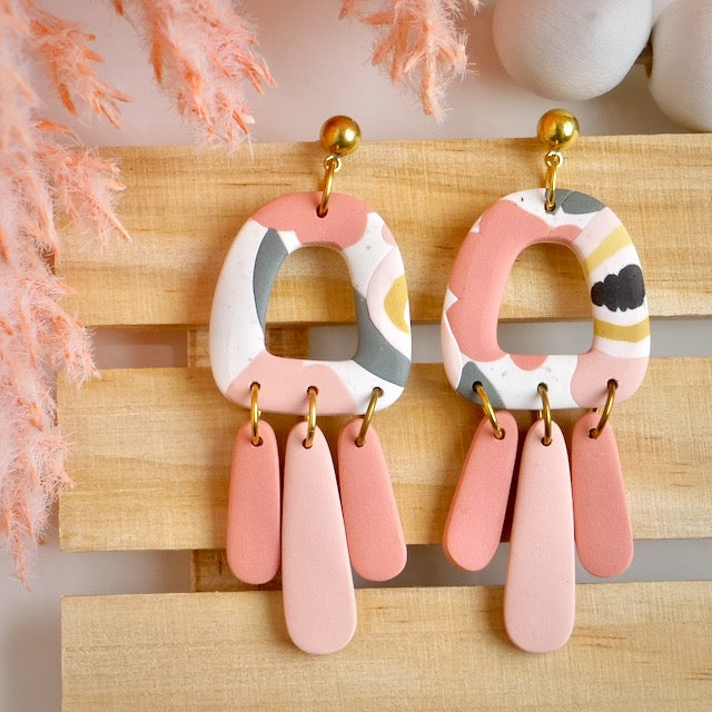 Thomspon Dangles in Peachy Pink Abstract