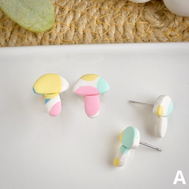 Mushroom Studs in Pastel Polka Dots