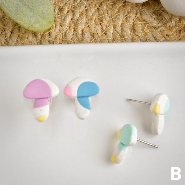 Mushroom Studs in Pastel Polka Dots