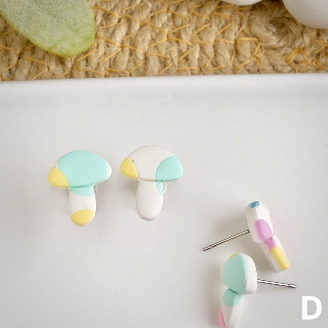 Mushroom Studs in Pastel Polka Dots