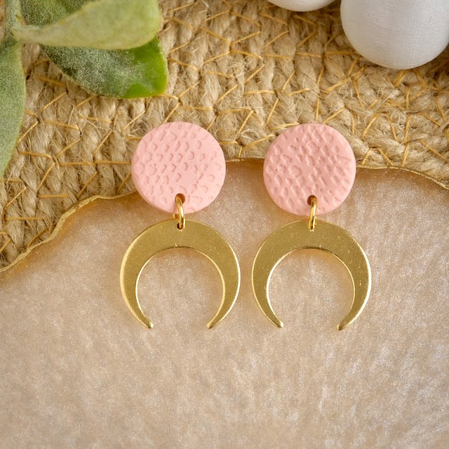 Crescent Dangles in Pink