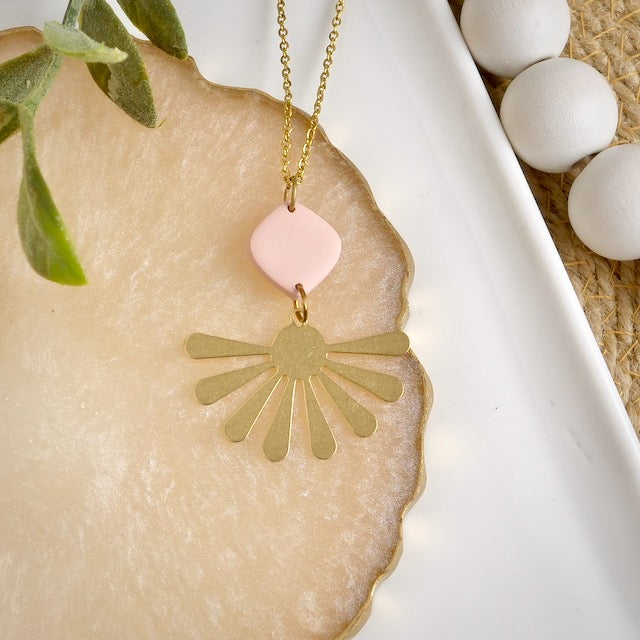 Sunburst Necklace in Pink