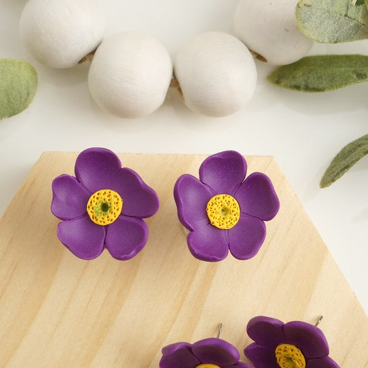 Flower Studs in Purple