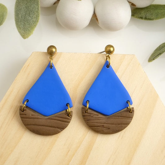 Bailey Dangles in Wood and Cobalt