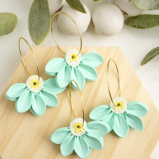 Hoops in Turquoise Daisies