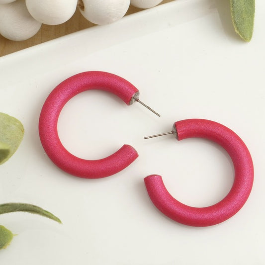 Clay Hoops in Red Pearl