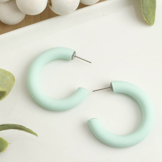 Clay Hoops in Light Turquoise