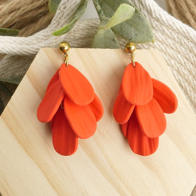 Petal Dangles in Cadmium Red