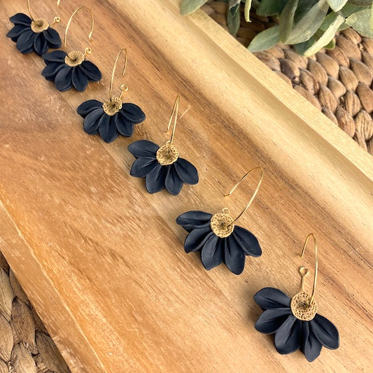 Black Daisy Hoops