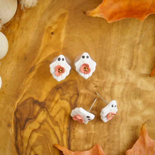 Ghost Studs with Flowers