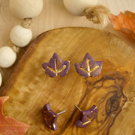 Leaf Studs in Purple