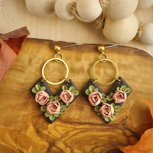 Willow Dangles in Black Floral