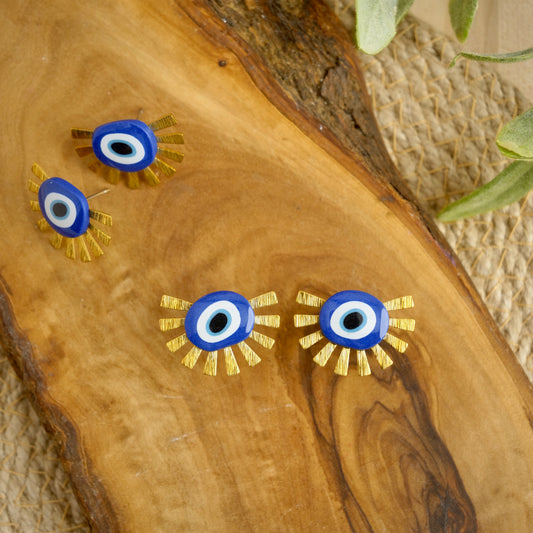 Evil Eye Studs in Brass Sunburst