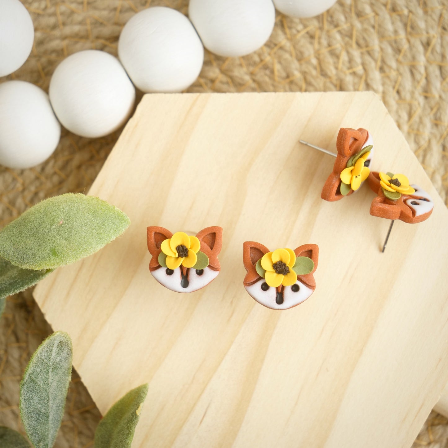 Fox Studs with Floral