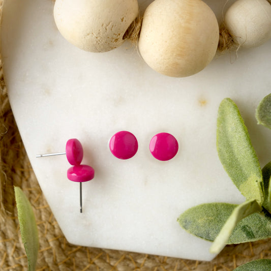 Magenta Circle Studs