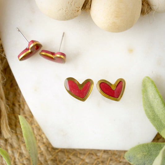 Brass Hearts in Red