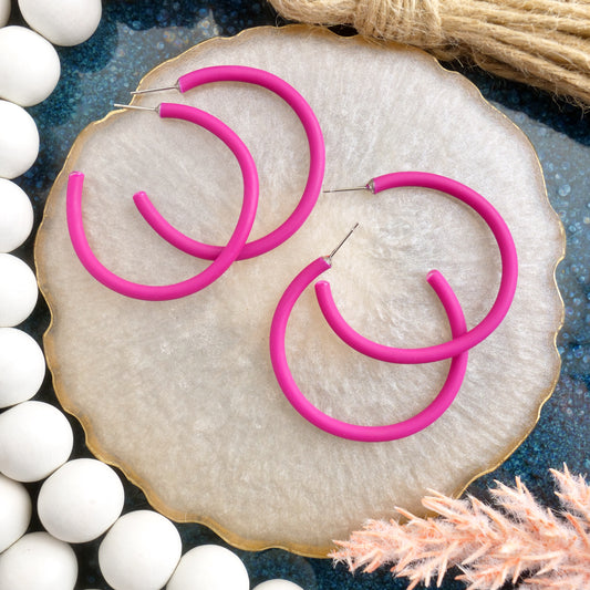 Skinny Clay Hoop in Fuchsia