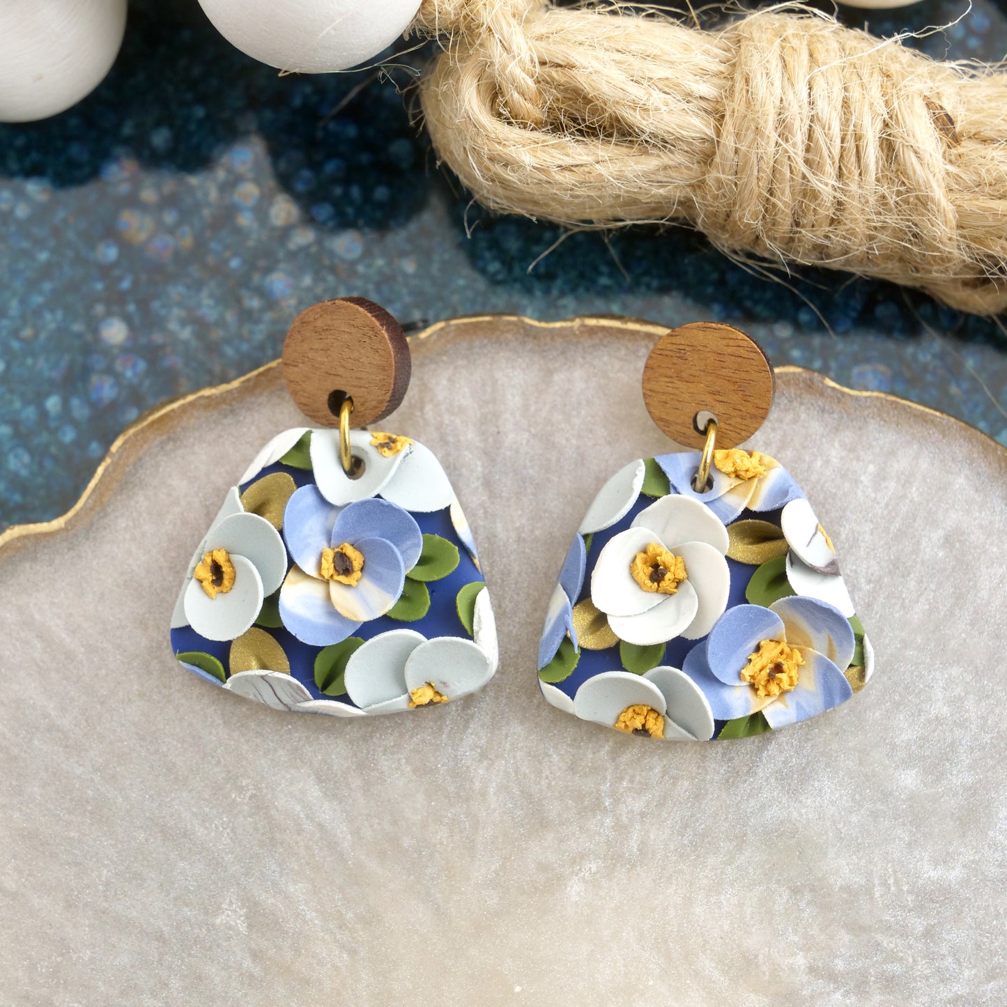 Norfolk Dangles in Forget Me Not Floral