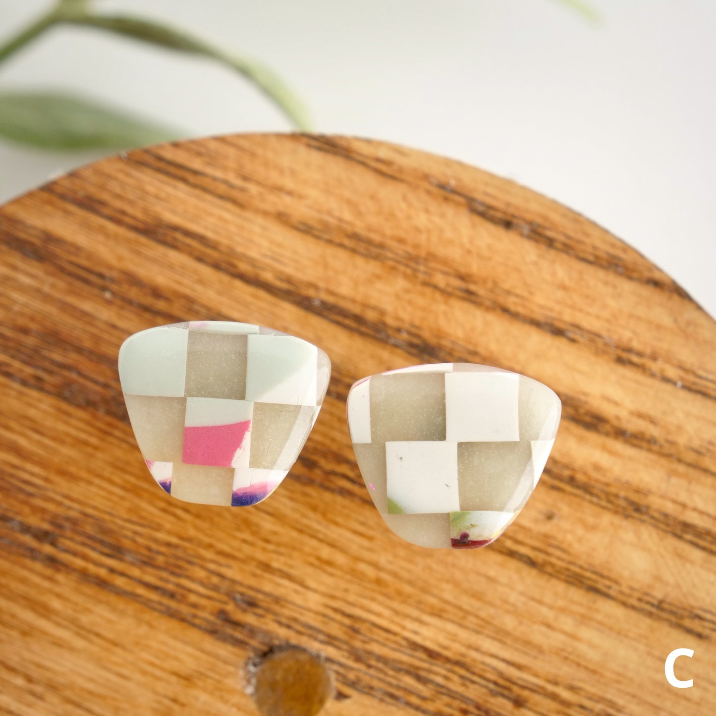 Trapezoid Studs in Checkerboard