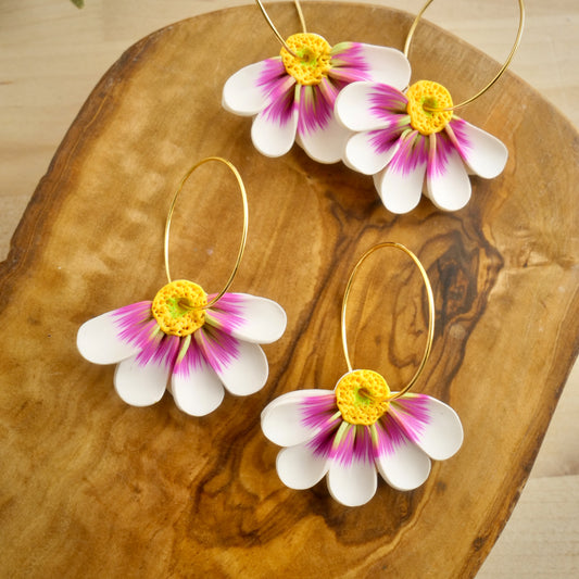 White Daisy Hoops