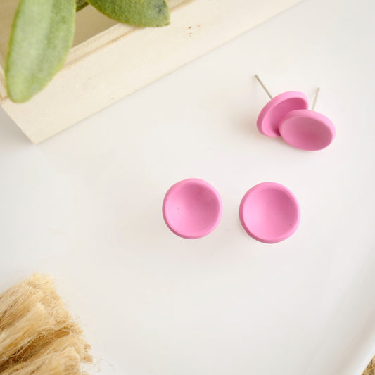 Button Studs in Hot Pink Granite
