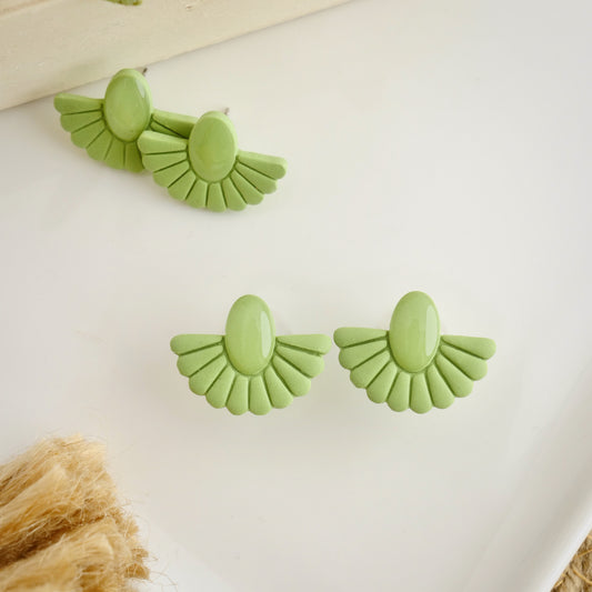 Fan Studs in Green Granite