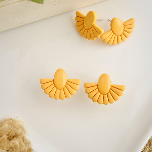 Fan Studs in Golden Yellow Granite