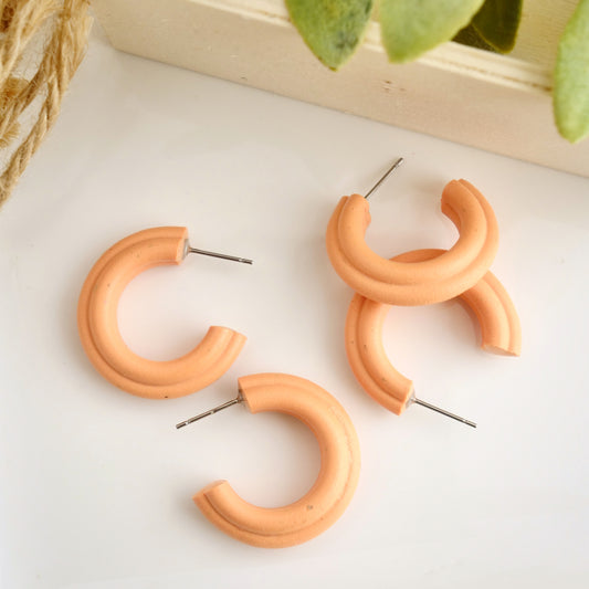 Mini Corded Clay Hoops in Peach Granite