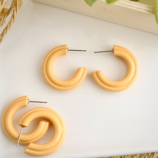 Mini Corded Clay Hoops in Golden Yellow Granite