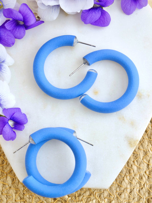 Clay Hoops in Azure Blue