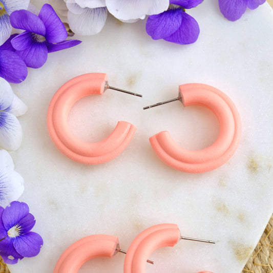 Mini Corded Clay Hoops in Coral