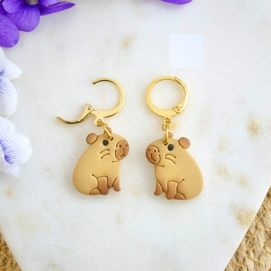 Capybara Dangles with Lever Back Hooks