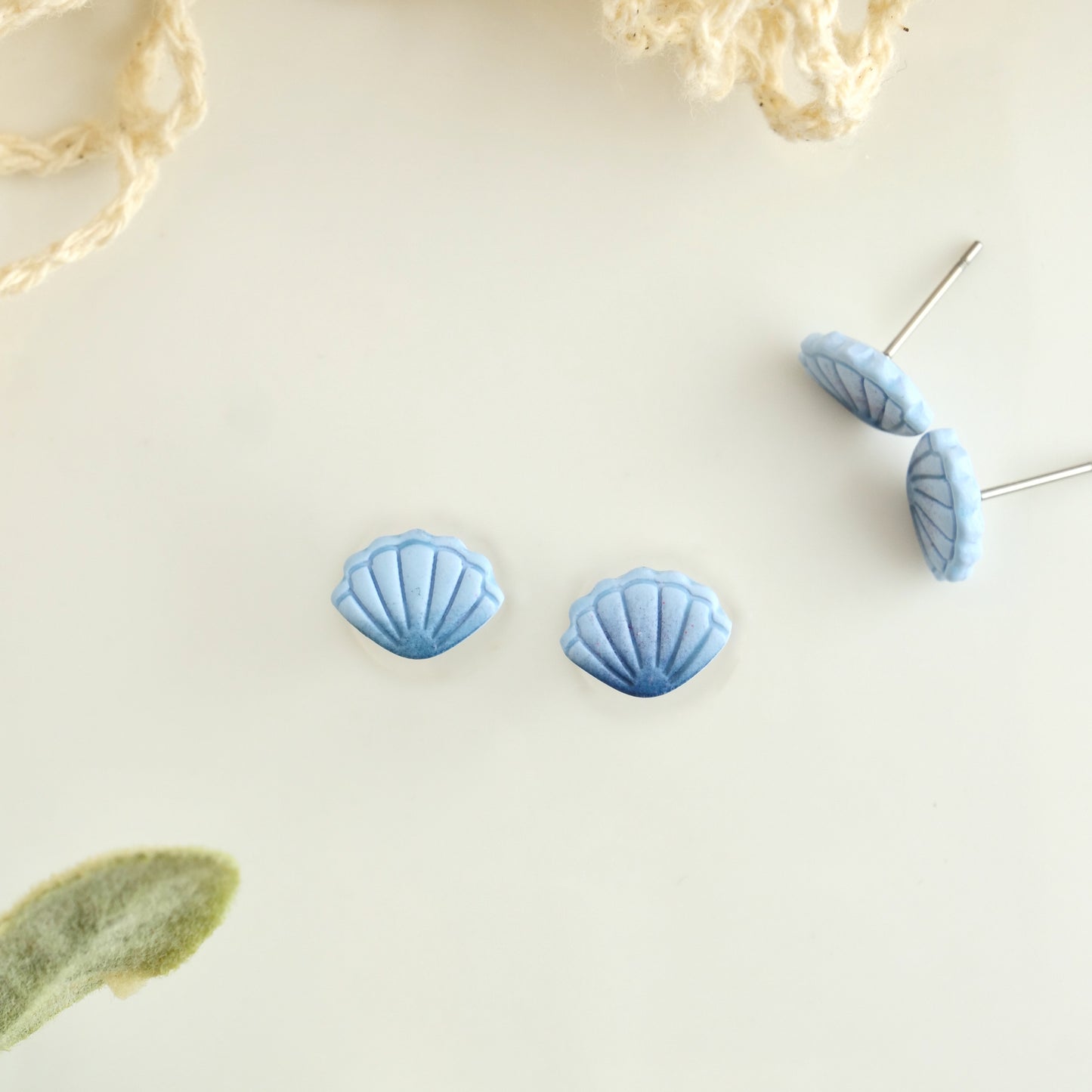 Clamshell Studs in Blue