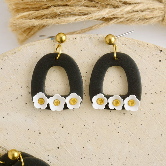 Black Floral Dangles