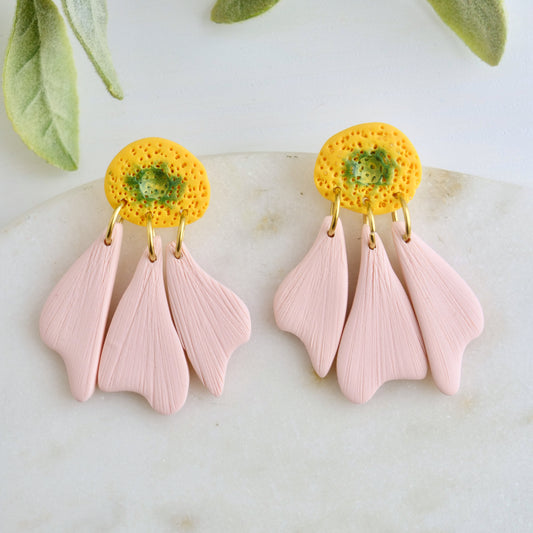 Flower Dangles in Yellow & Pink