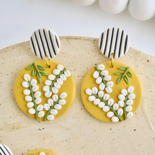 Carden Circle Dangles in Yellow Floral