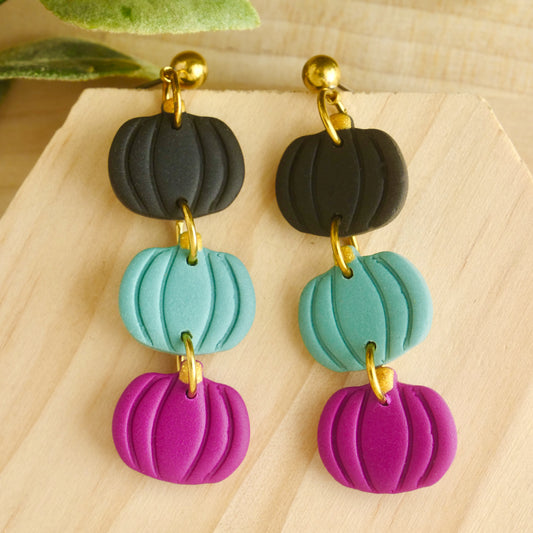 Pumpkin Stacks in Black, Teal and Purple
