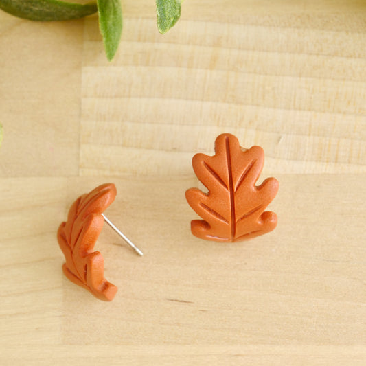 Oak Leaf Wrap Studs in Cinnamon