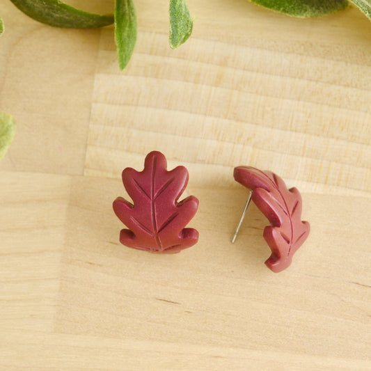 Oak Leaf Wrap Studs in Maroon