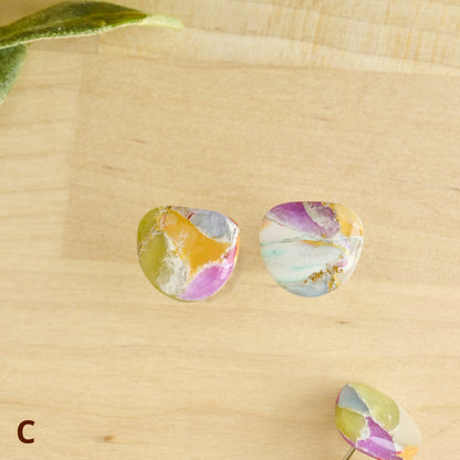 Stone Studs in Marbled Jewel
