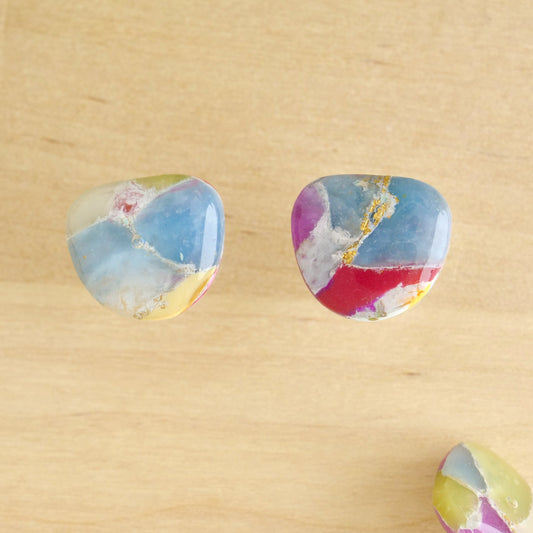 Stone Studs in Marbled Jewel