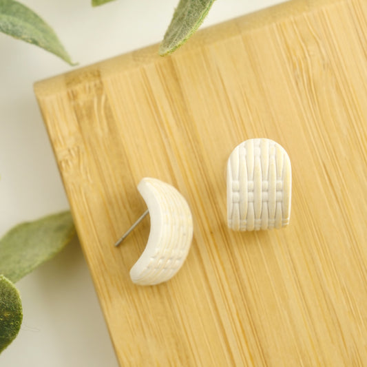 Itty Bitty Wrap Studs in White
