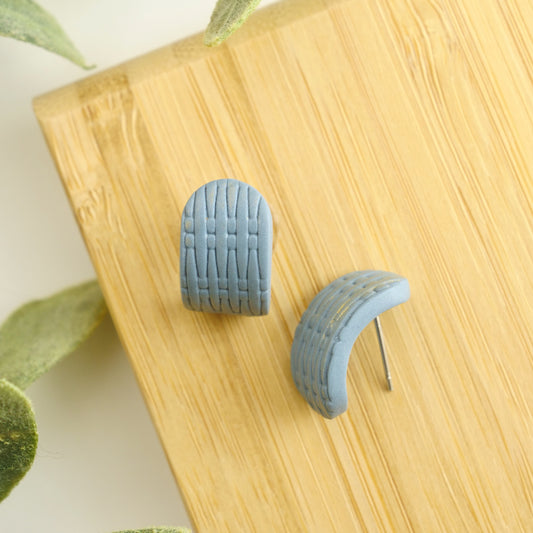 Itty Bitty Wrap Studs in Denim