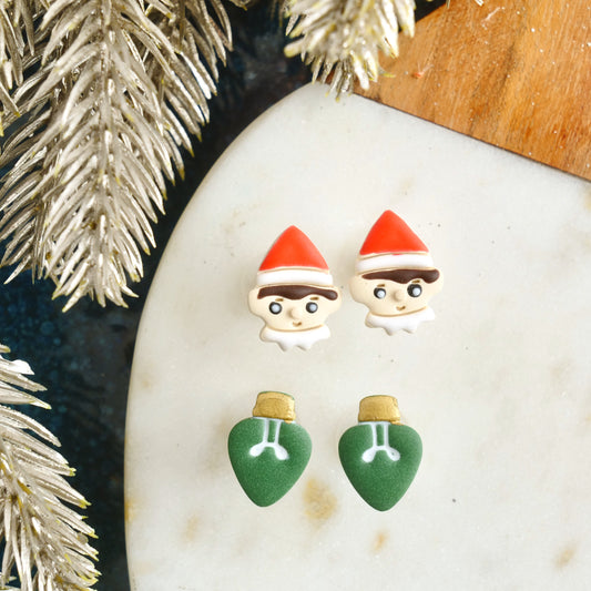 Stud Pack with Elf and Green Holiday Bulb Studs