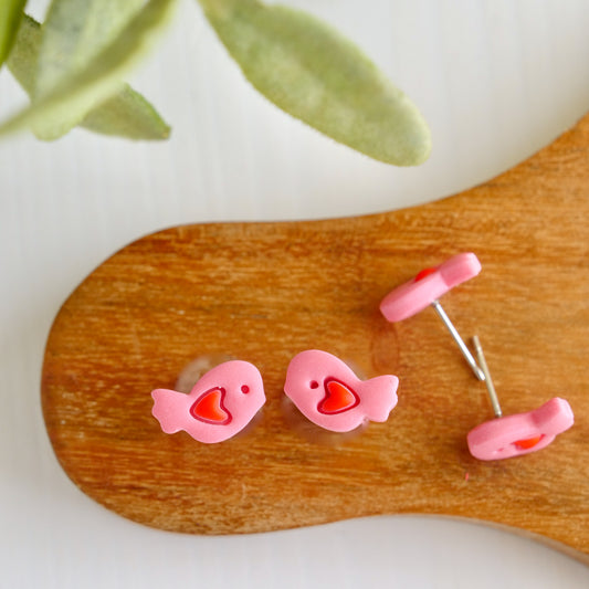 Pink Bird Studs