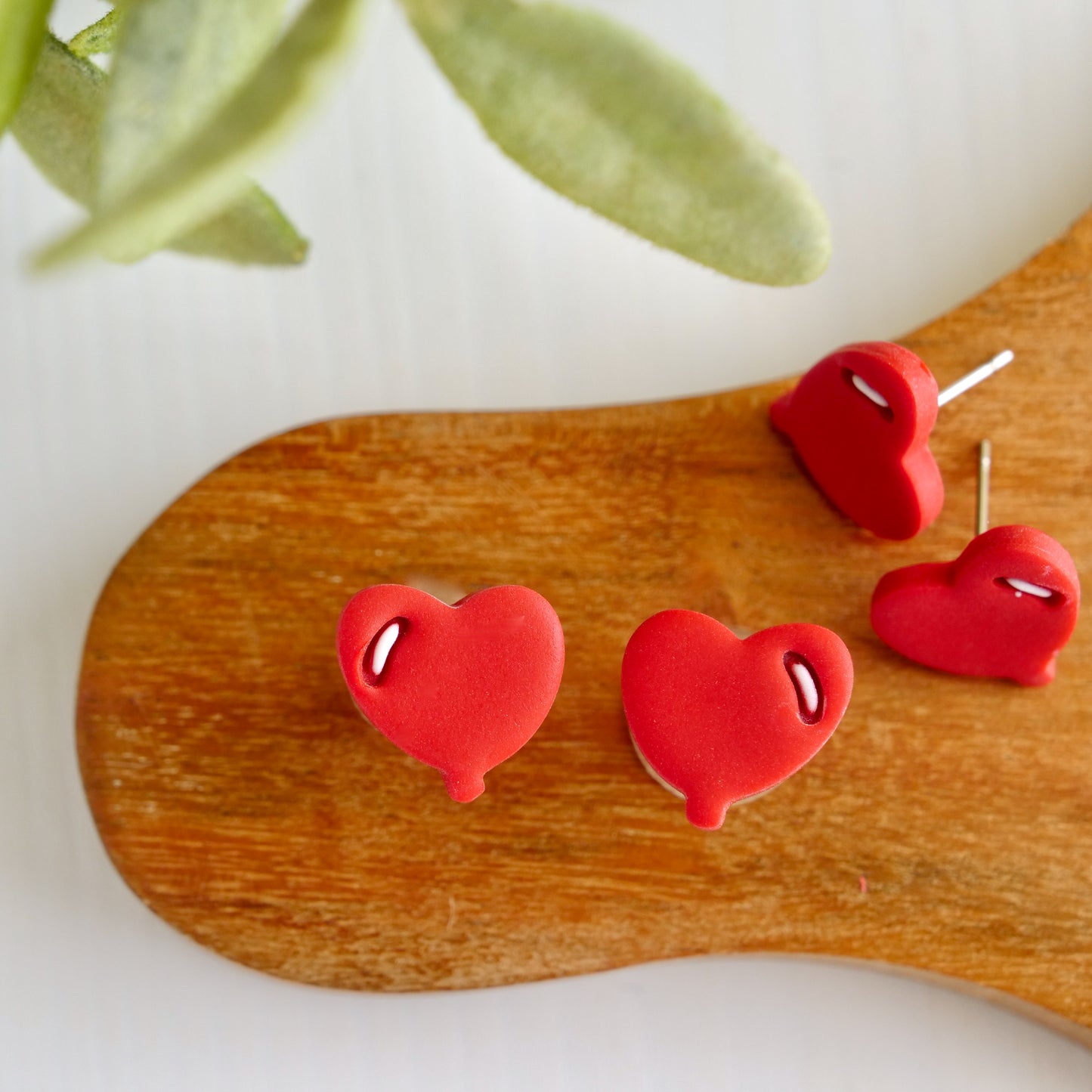 Red Heart Balloon Studs