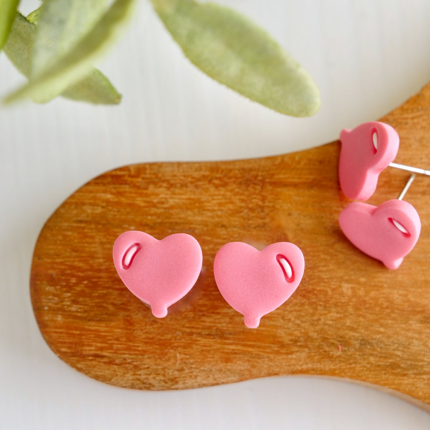 Pink Heart Balloon Studs