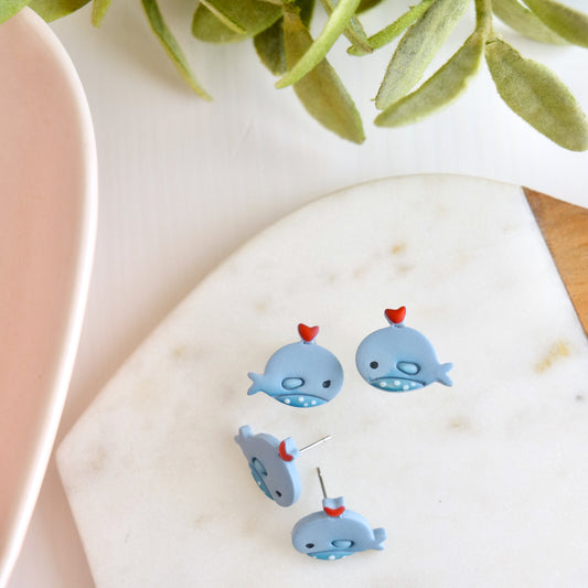 Heart Whale Studs